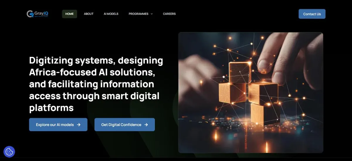 Homepage of the GrayIQ Solutions website